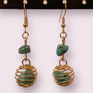 3/8/23- caged turquoise howlite chip earrings
